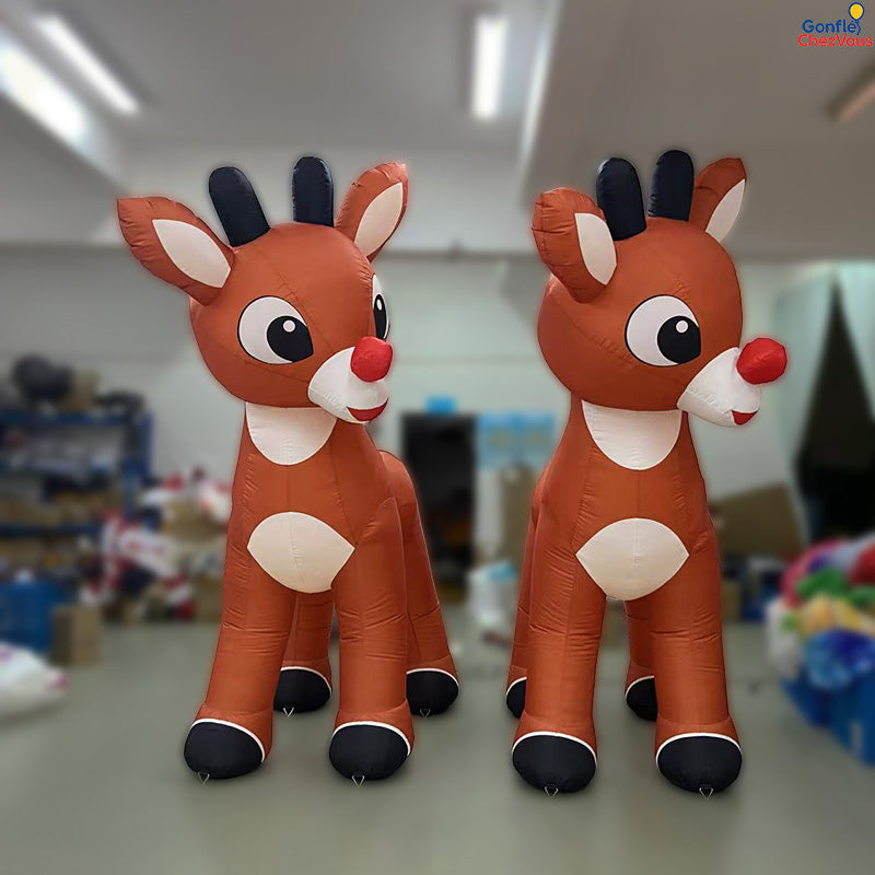 Renne gonflable géant de Noël
